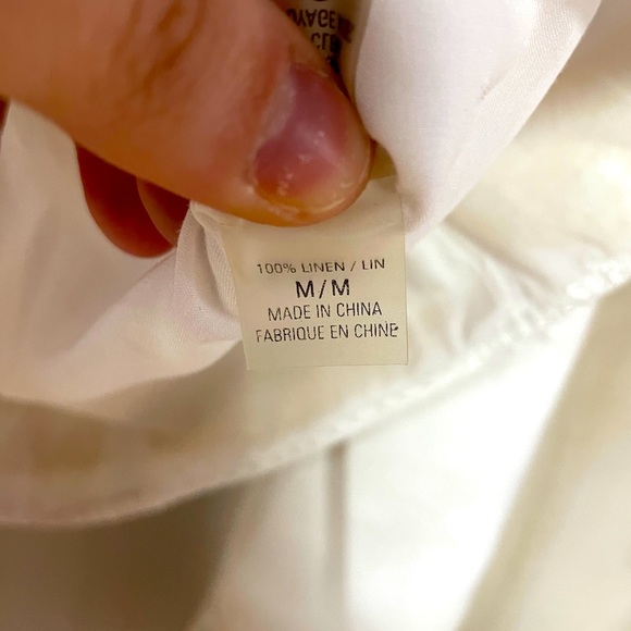 Elie Tahari White Linen Embroidered Overlay Button Blouse Fitted Sz M - Picture 4 of 7
